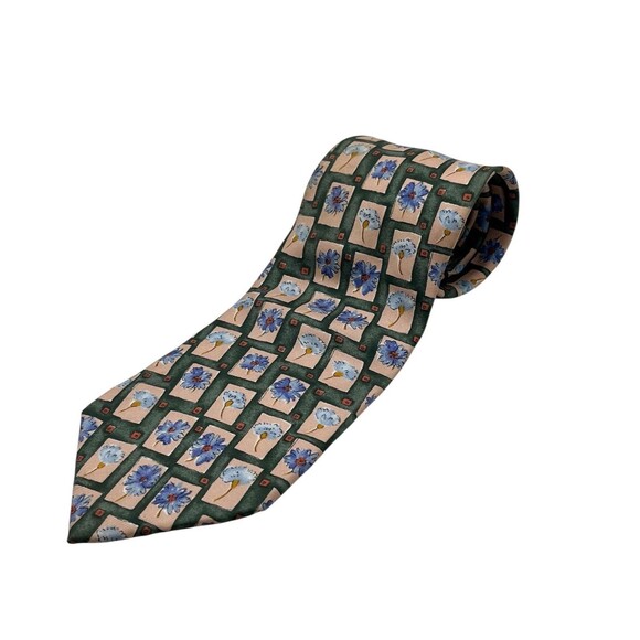 Alexander Julian Other - Vintage 1990s Colours by Alexander Julian Floral Silk Tie Green Pink USA